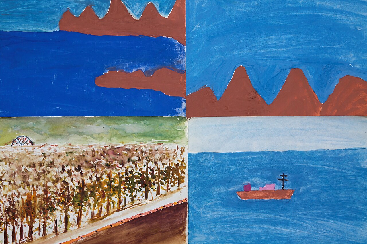 A child painting with watercolors