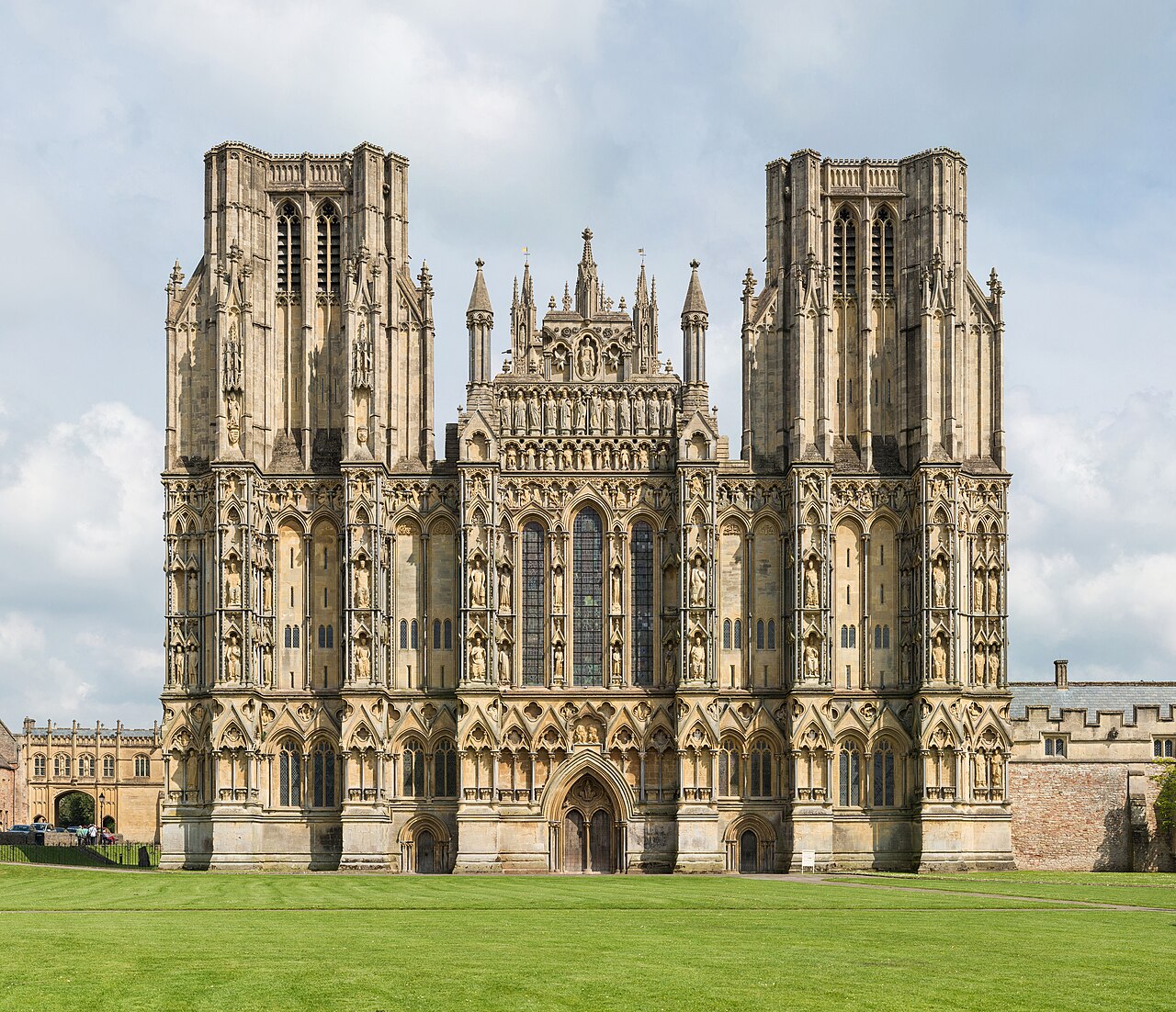 The facade of a gothic cathedral